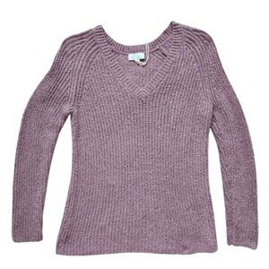 NWT XS Lucky Brand Women's Soft Cable Knit V Neck Sweater